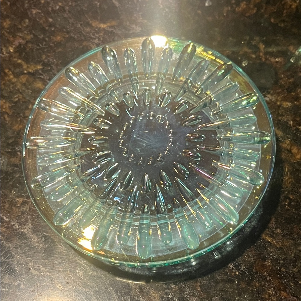 Aqua iridescent Glass Candle Holder Set - Picture 11 of 11